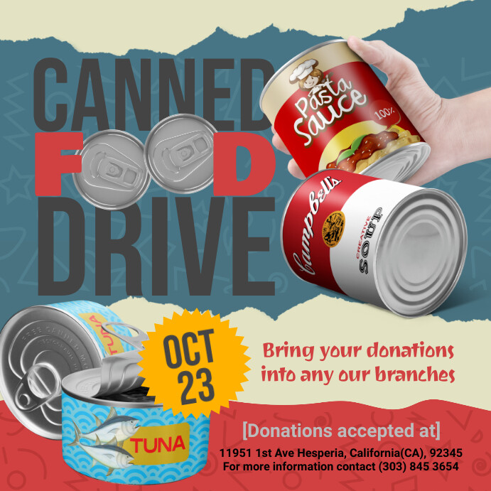 Copy of Canned Food Drive Flyer PosterMyWall