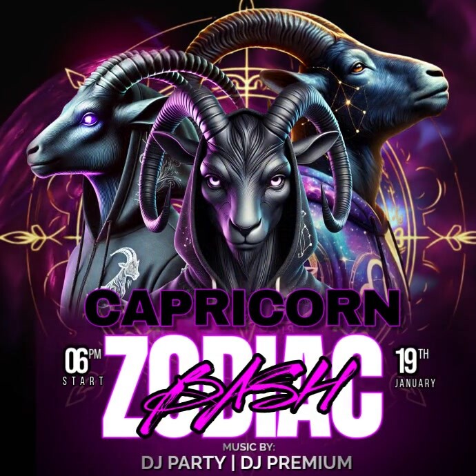 Capricorn Zodiac Bash Instagram Post template