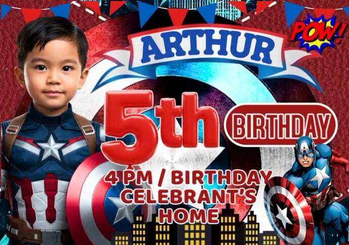 Captain America Birthday Tarpaulin A4 template