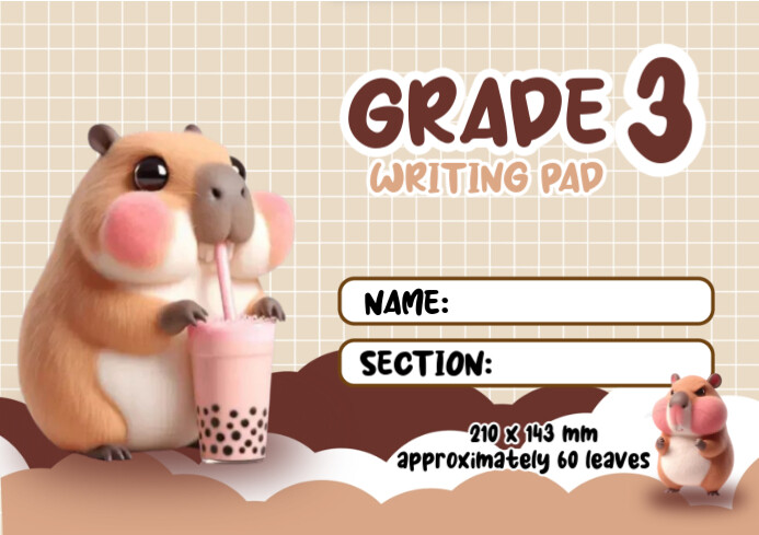 CAPYBARA Notebook Cover Template | PosterMyWall