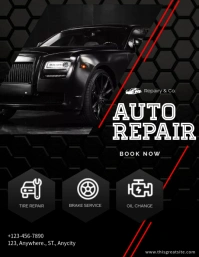Car auto repair black template Flyer (US Letter)