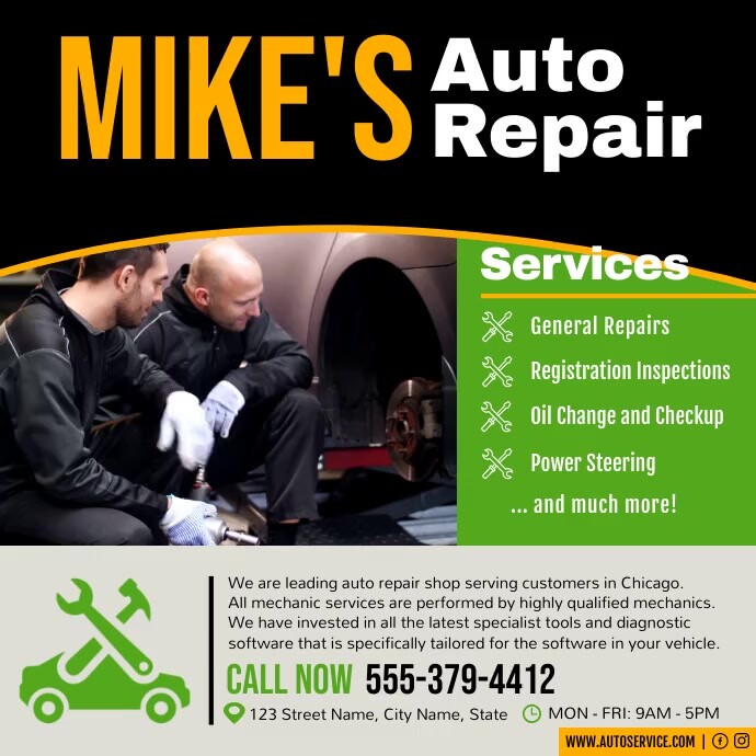 Car Auto Service Business Ad Square Video Template PosterMyWall