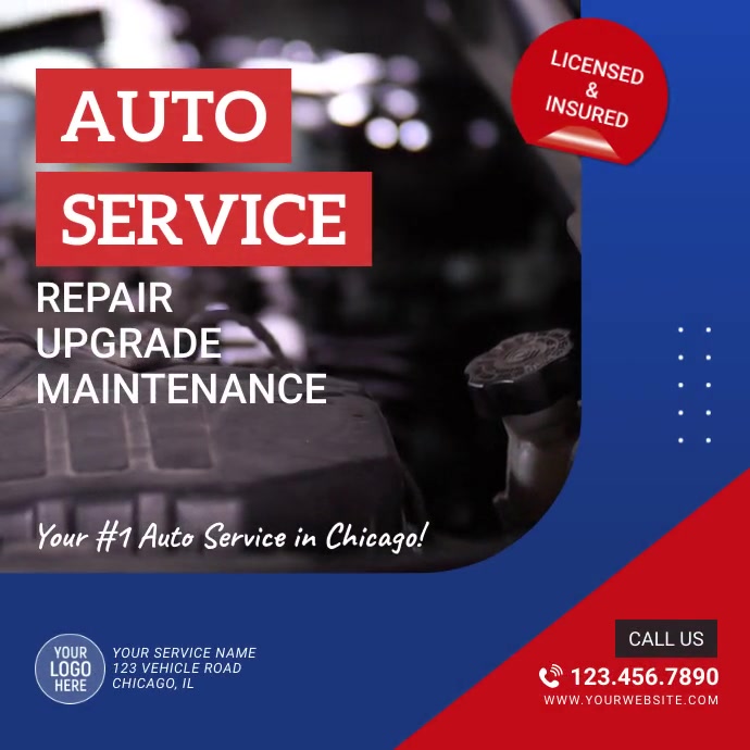 Vehicle Service. Add Car auto service video ad Template | PosterMyWall