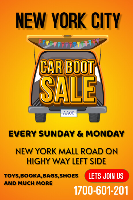 Car Boot Sale Poster Template PosterMyWall car-boot-sale-poster-template-postermywall
