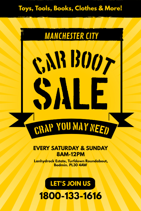 Car Boot Sales Poster Flyer Template Ng | PosterMyWall