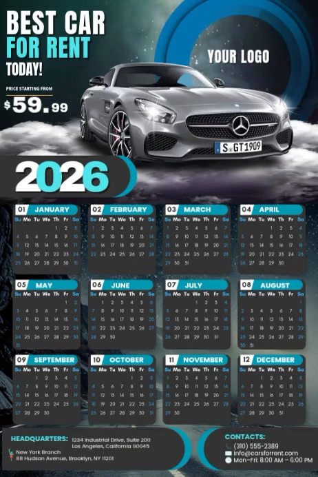 Car Rental Calendar Posters Template | PosterMyWall