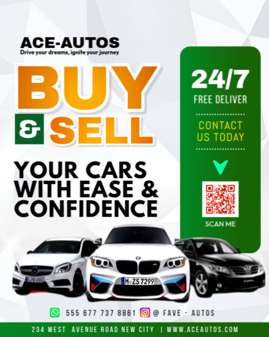 Car dealership buy and sell sale business online advertisement poster ...