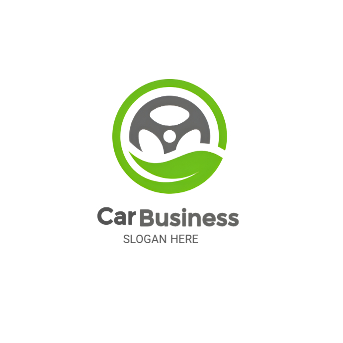 Car Driving Logo with Leaf and Steering Wheel Template | PosterMyWall