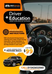 car driving school A4 template