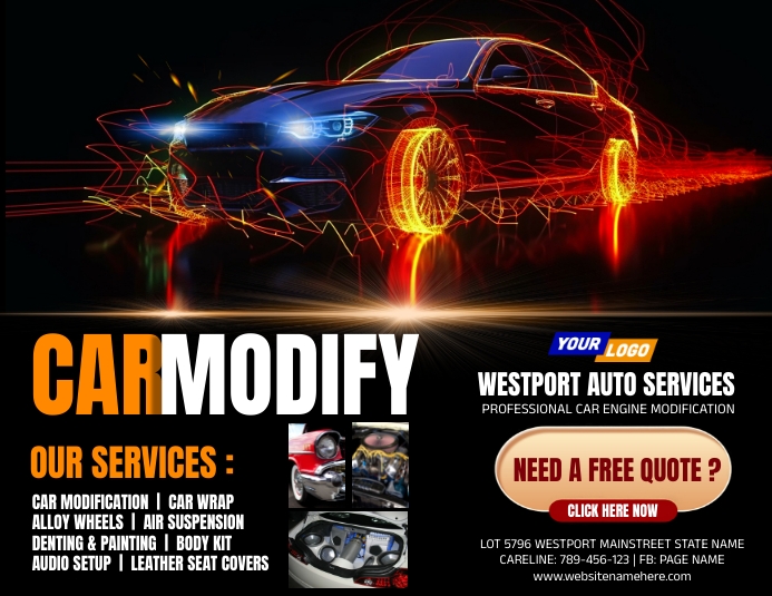 Car Engine Modification Flyer Template | PosterMyWall