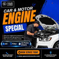 Черный Car Engine Special โพสต์บน Instagram Template
