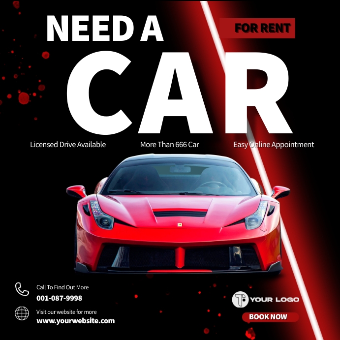 Garage Rent Advert Car For Rent Ads Template | PosterMyWall