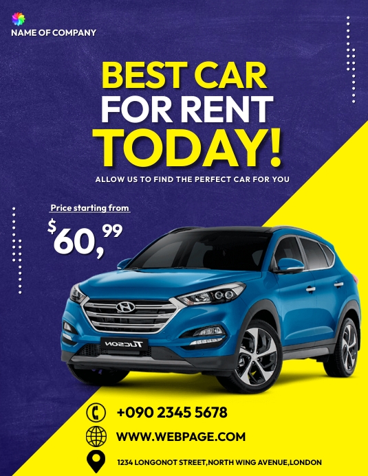 Car For Rent Label CAR FOR RENT BANNER Template | PosterMyWall