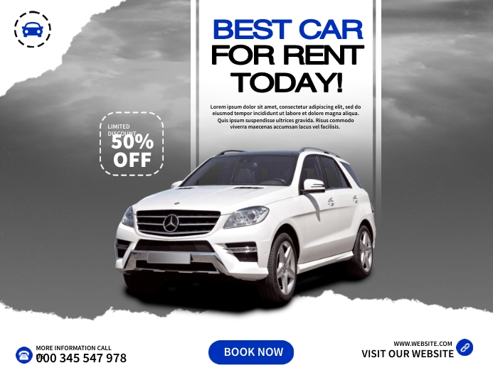 Header Car Rent Car For Rent Template | PosterMyWall