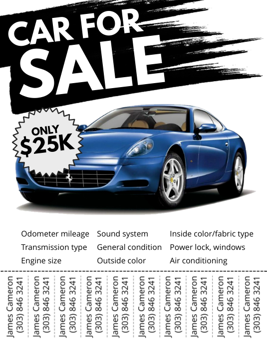 Car For Sale Flyer Volantino (US Letter) template