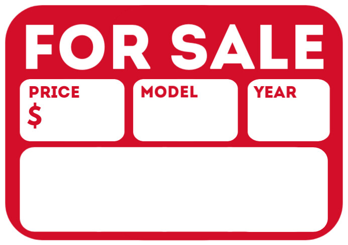 Car For Sale Sign Template A4