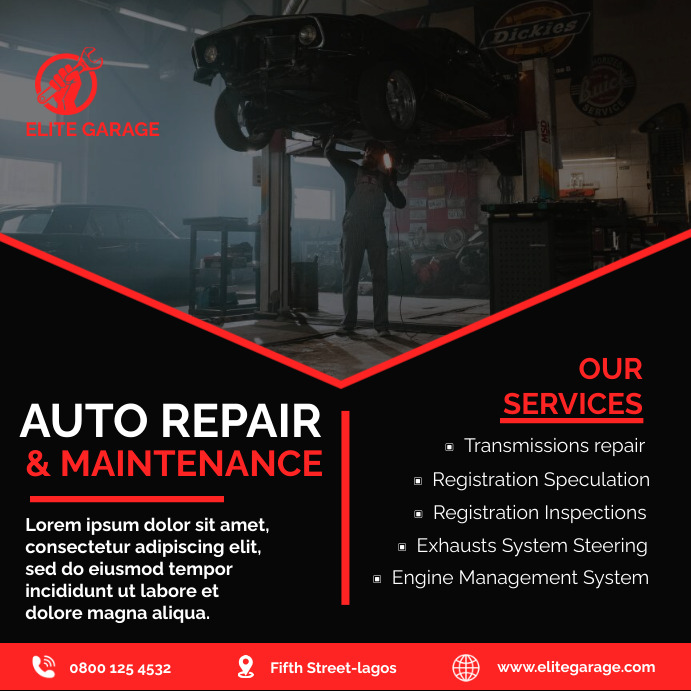 Car garage flyer Publicação no Instagram template