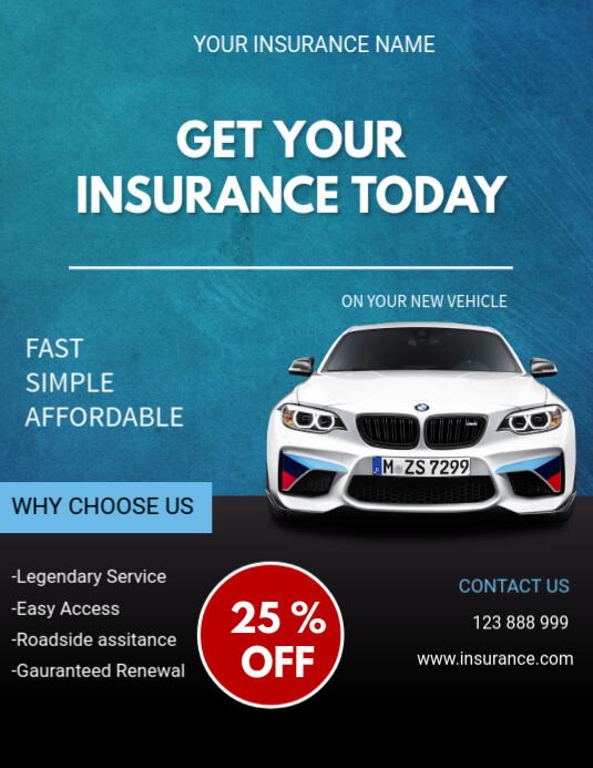 Car Insurance flyer Template PosterMyWall