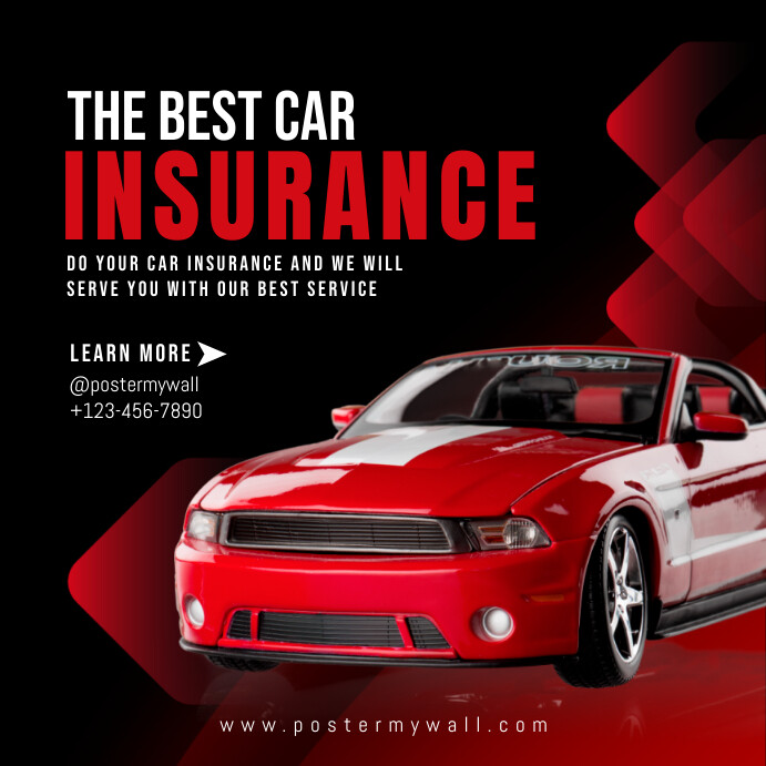 Copy of Car Insurance Instagram Post Red And Black | PosterMyWall