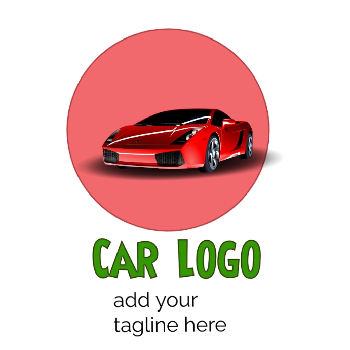 Car logo design, red car logo with text Wpis na Instagrama template
