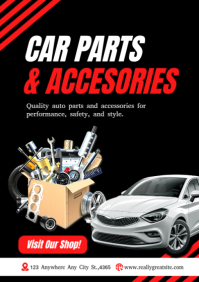 Car Parts and Accessories — Auto Spare Parts Promotion Flyer | Editable Template A2