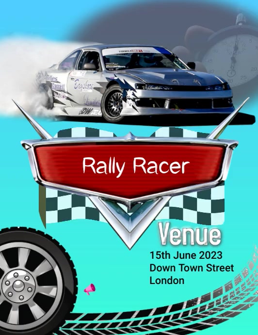 Car Race, Rally Race,Racing Cars Flyer (US Letter) template