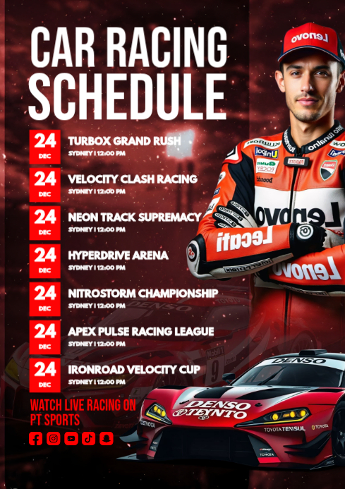 Car Racing schedule Template | PosterMyWall