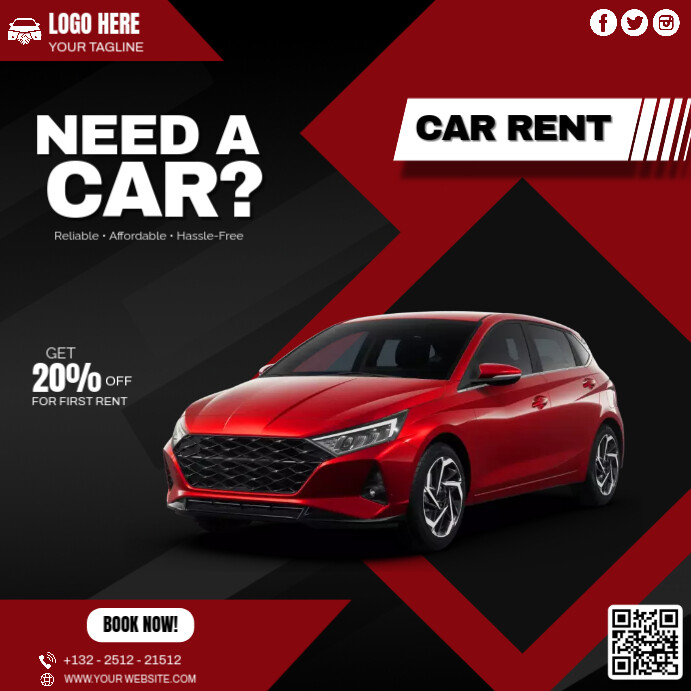 We Rent Cars Advertisement CAR RENT ADS Template | PosterMyWall
