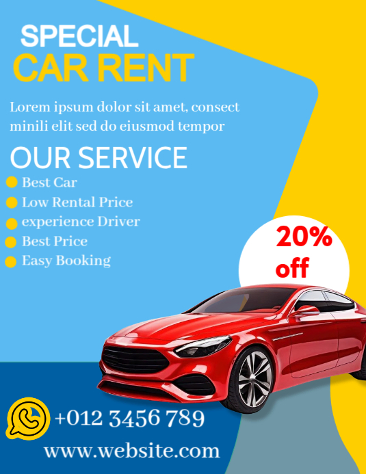 CAR RENT Template | PosterMyWall