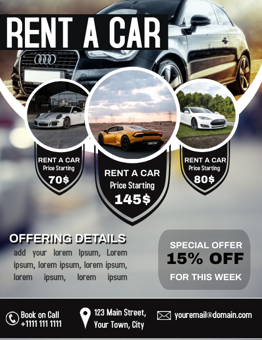 Car Rent Service Flyer Poster Template | PosterMyWall