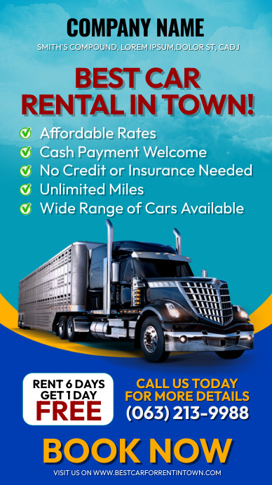 CAR RENTAL Template | PosterMyWall