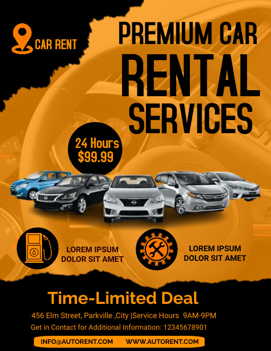 Vehicle Rent Design Car rental Template | PosterMyWall