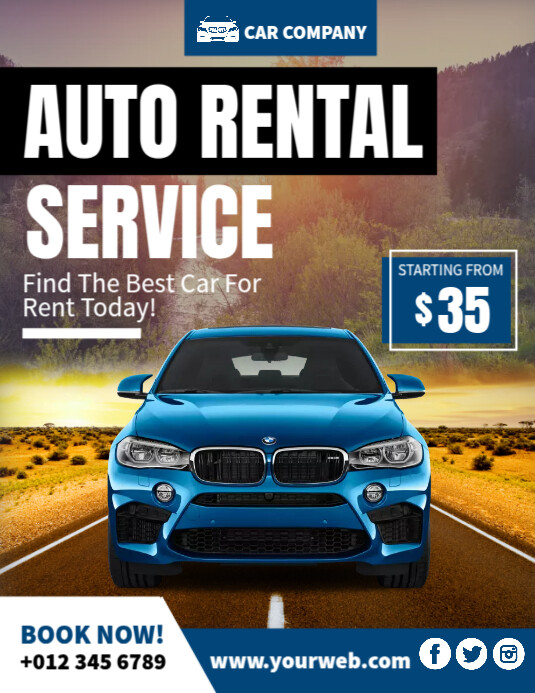 Vehicle Rent Design Car Rental Template | PosterMyWall