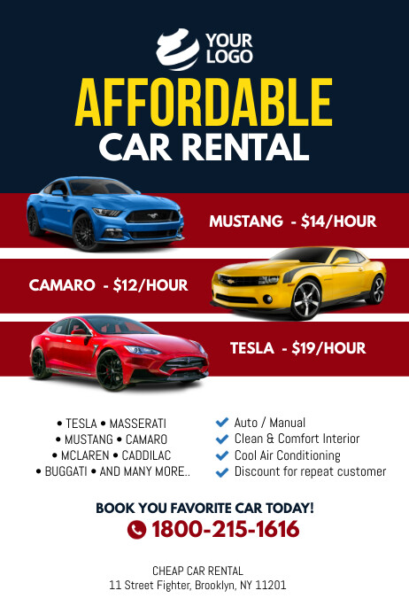 Car Rental Flyer Poster Template | PosterMyWall