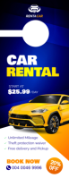 Car rental  motor vehicle leasing automobile hire auto booking service business door hanger template Zawieszka na drzwi