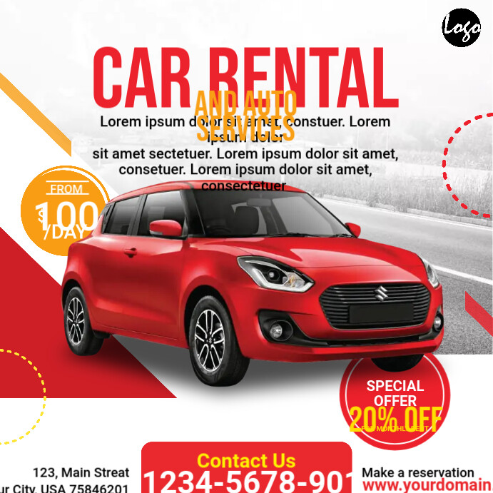 Car Renting Post Design Copy of Car Rental Post | PosterMyWall