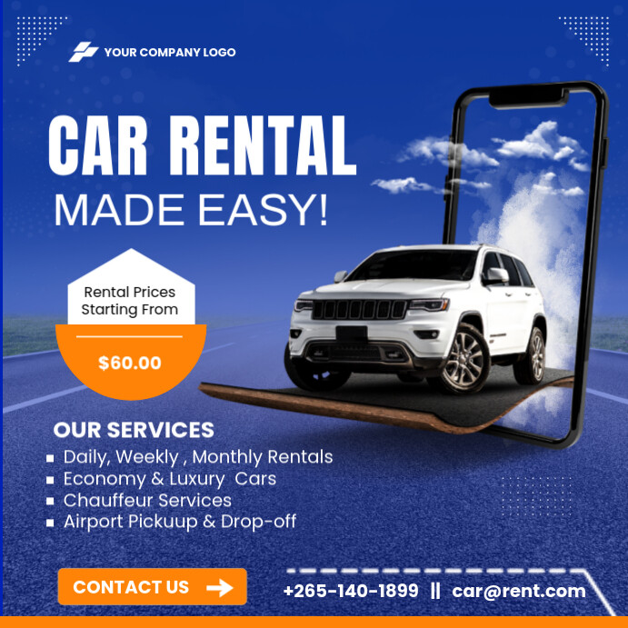 Modèle Car rental services advertisement poster design | PosterMyWall