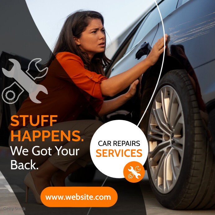 Plantilla de car repair insurance advertisement black and | PosterMyWall