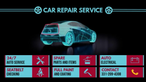 Car Repair Service Digital Menu Ekran reklamowy (16:9) template