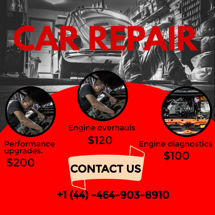 Red Car Repair Instagram Ad Template | PosterMyWall