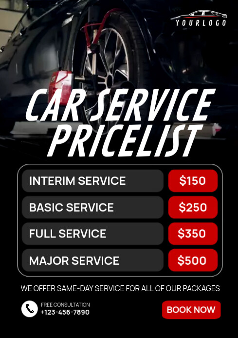 Vehicle Service Names Copy of Car Service Pricelist | PosterMyWall