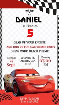 Car Theme Birthday Invitation Template | Race Party Kids Invite Design