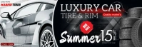 Car Tire and rim service shop banner ad แบนเนอร์ 2' × 6' template