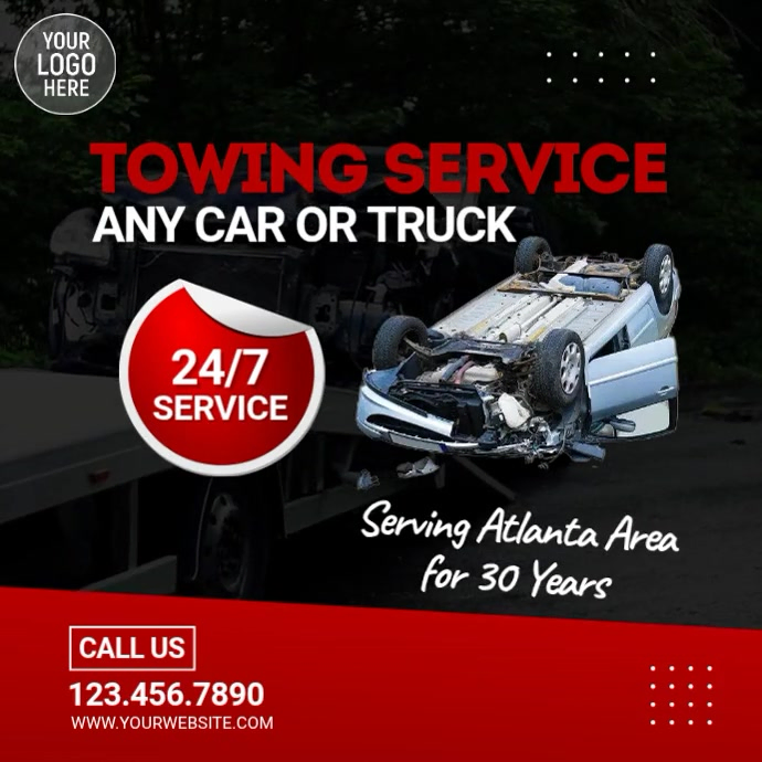 Black Towing Services Square Template | PosterMyWall