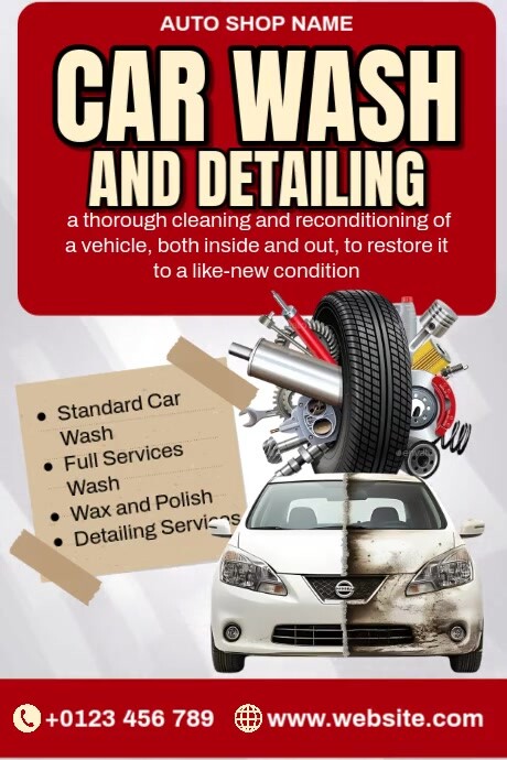 Car Wash & Detailing Cartaz template