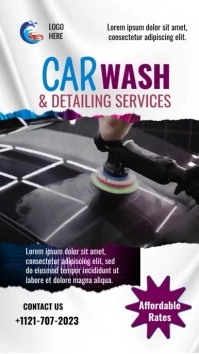 CAR WASH & Detailing POSTER Video Template Ecrã digital (9:16)