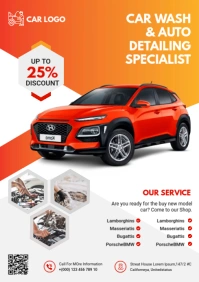Car Wash & Auto Detailing Specialist Flyer A3 template