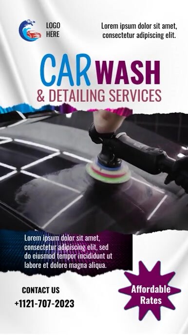 CAR WASH & Detailing POSTER Video Template Digital Display (9:16)