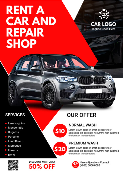 Car Wash & Repair Flyer A4 template