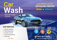 car wash and detailing Postcard template